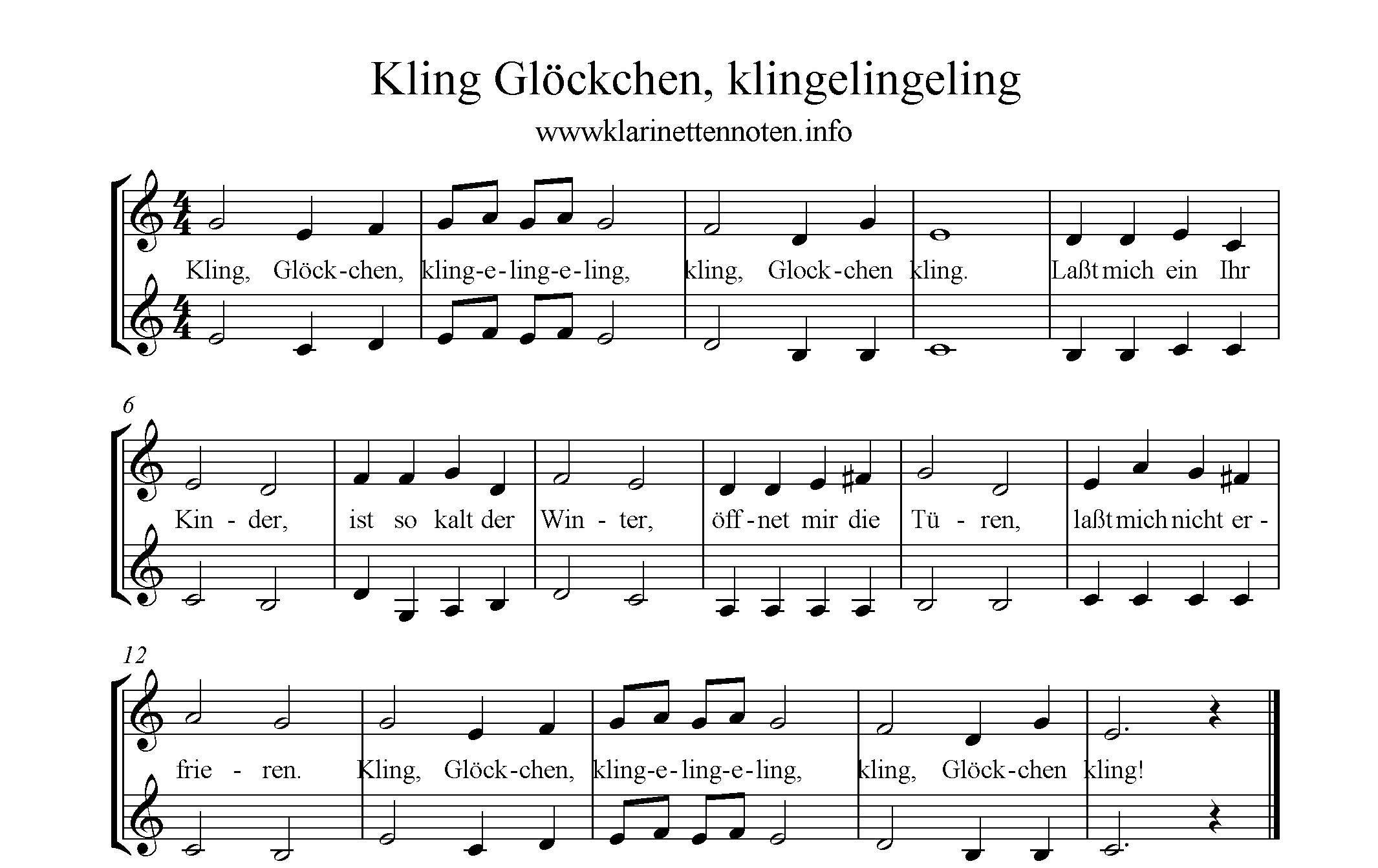 Kling Glöckchen 2stimmig C-Dur